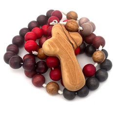 Wooden Rosary Sacred Heart with 12 mm beads and Bethlehem olivewood cross