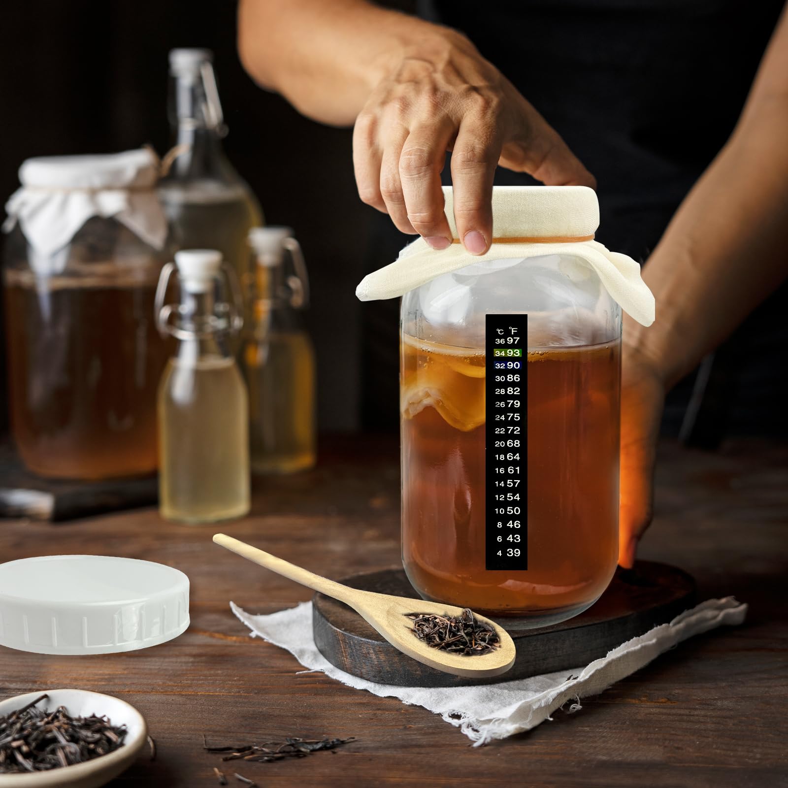 Long handled wooden mixing spoon for stirring