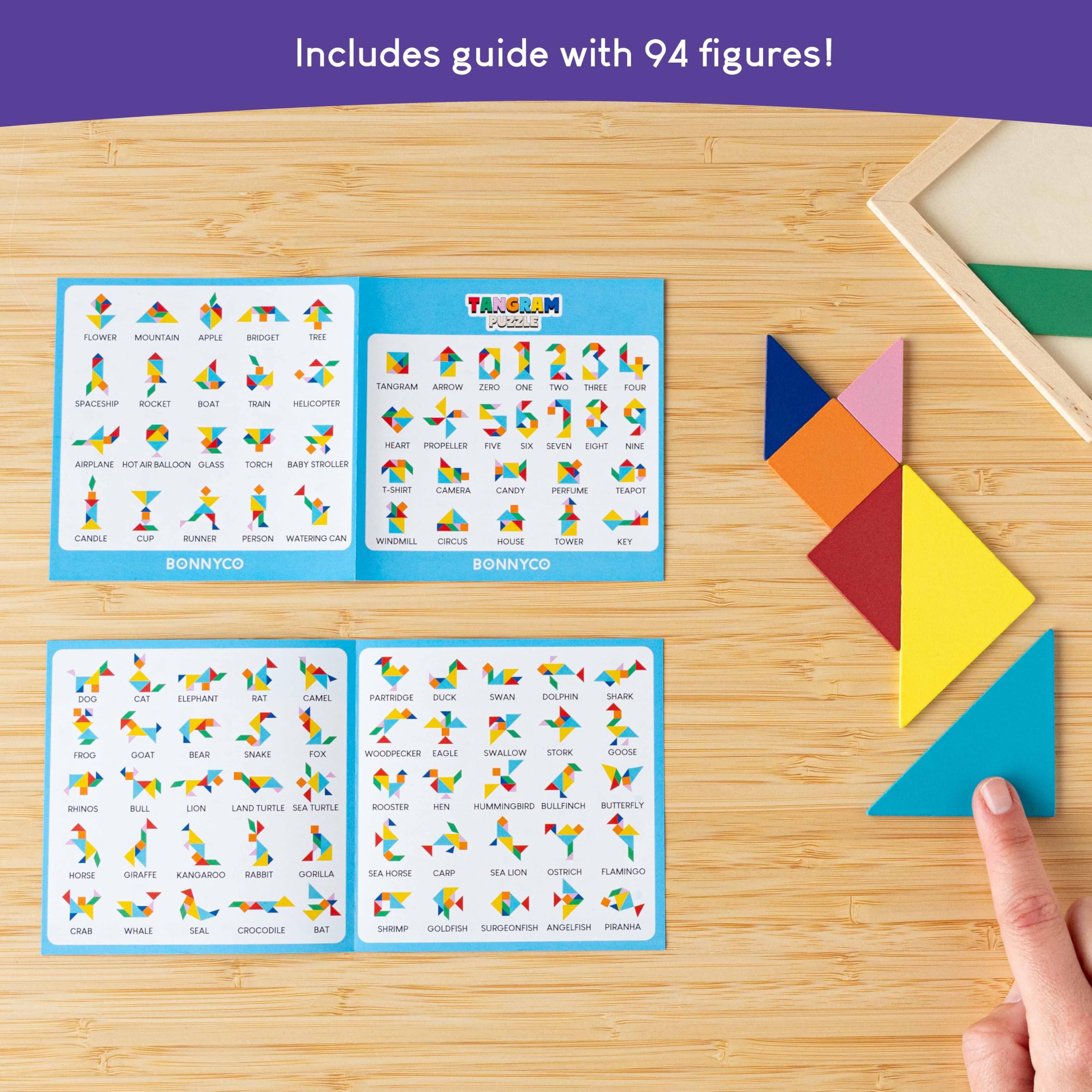 Wooden tangram puzzle for screen-free fun and family use
