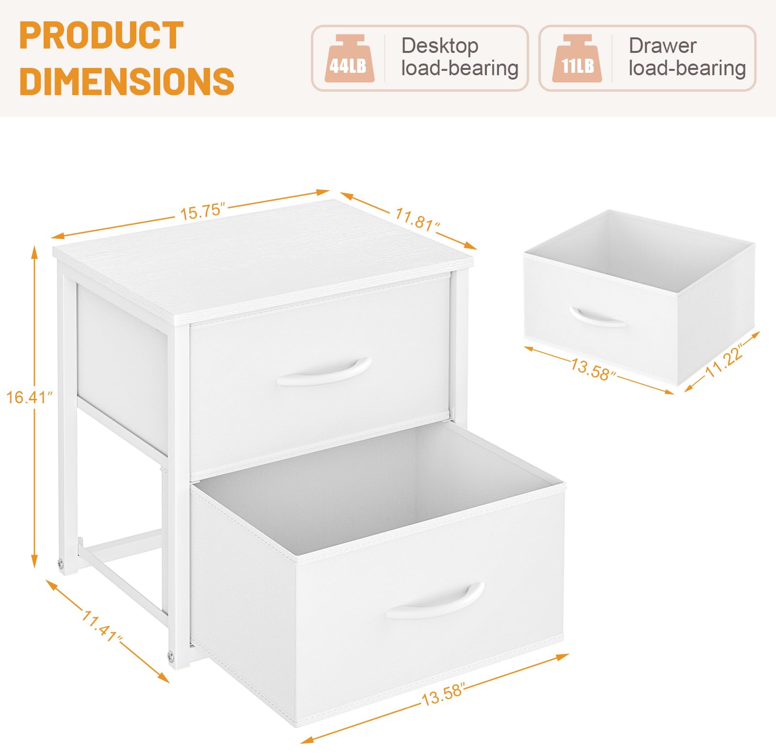 Wooden top with metal frame on a drawer unit