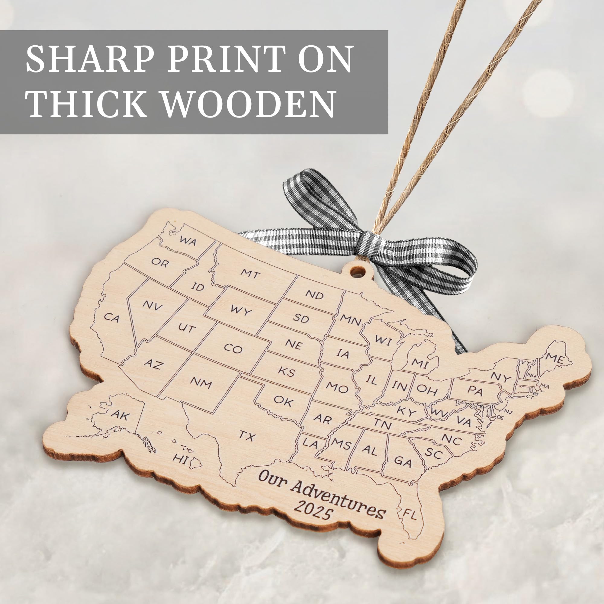 Wooden USA map design decorative ornament