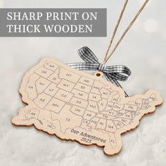 Wooden USA map design decorative ornament