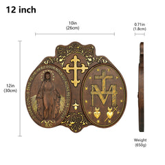 Virgin Mary wall decor handmade European beech wood close up