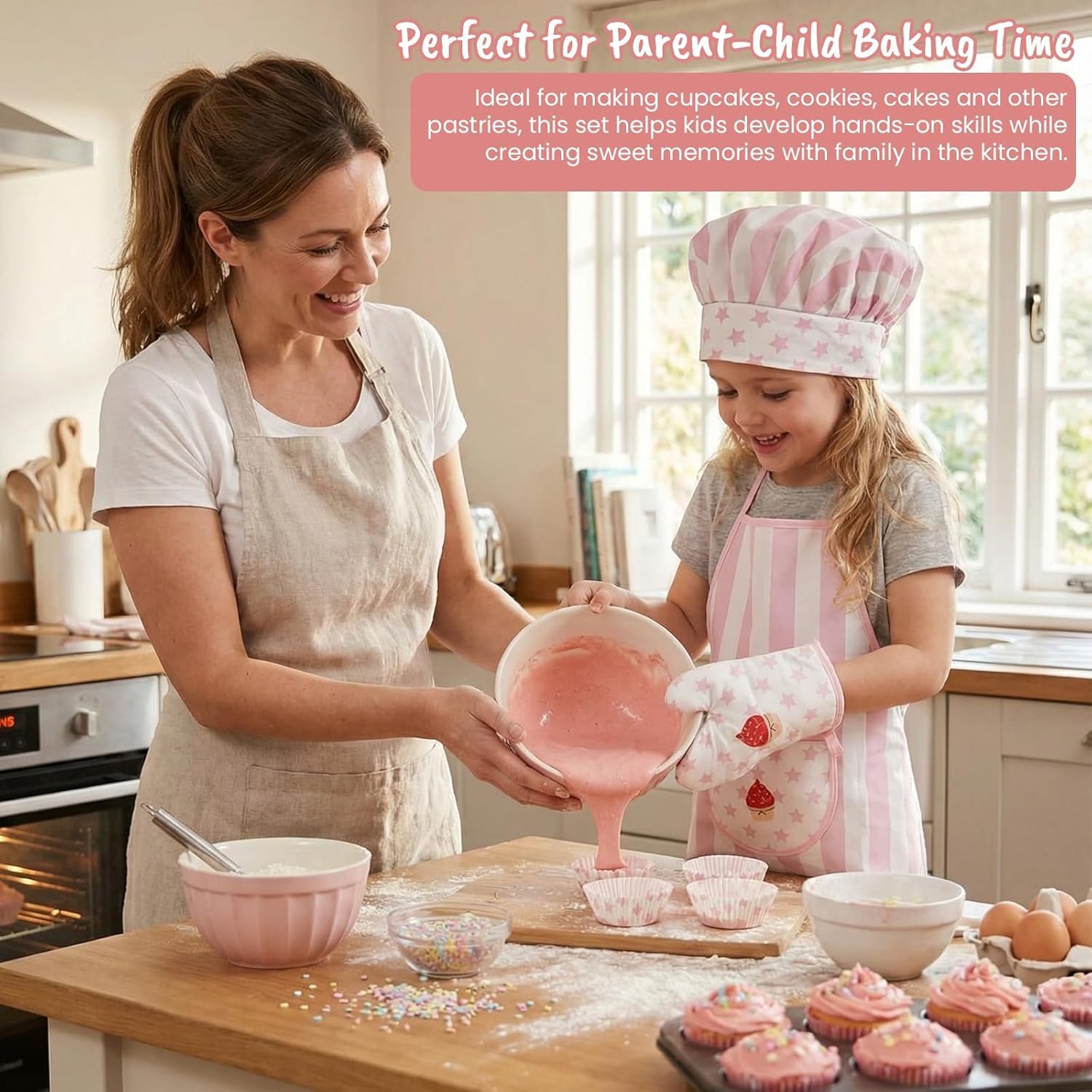 WoodenEdu kid chef hat with apron close up