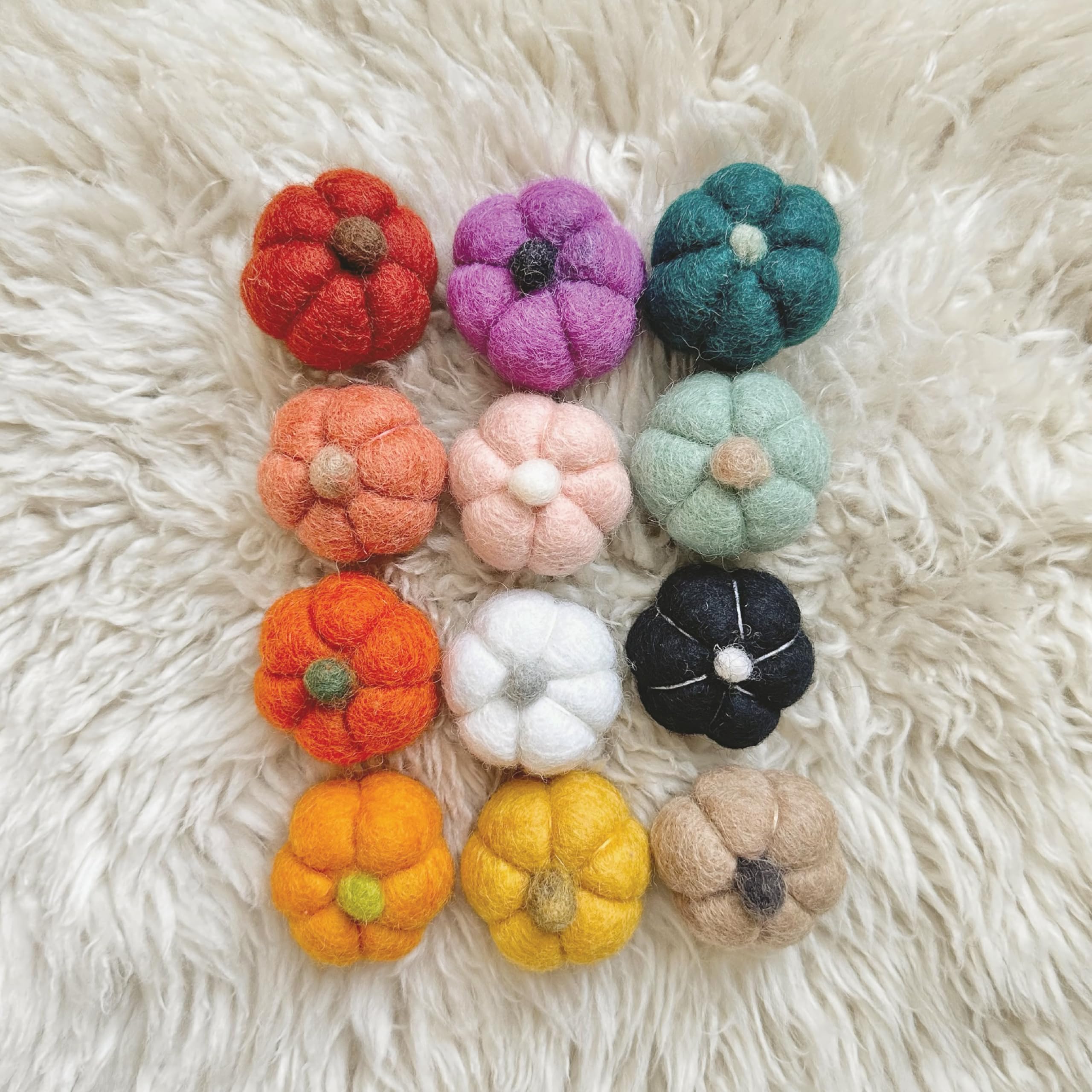 Wool Felt Pumpkins blush color 1.75in wide by 1.5in tall
