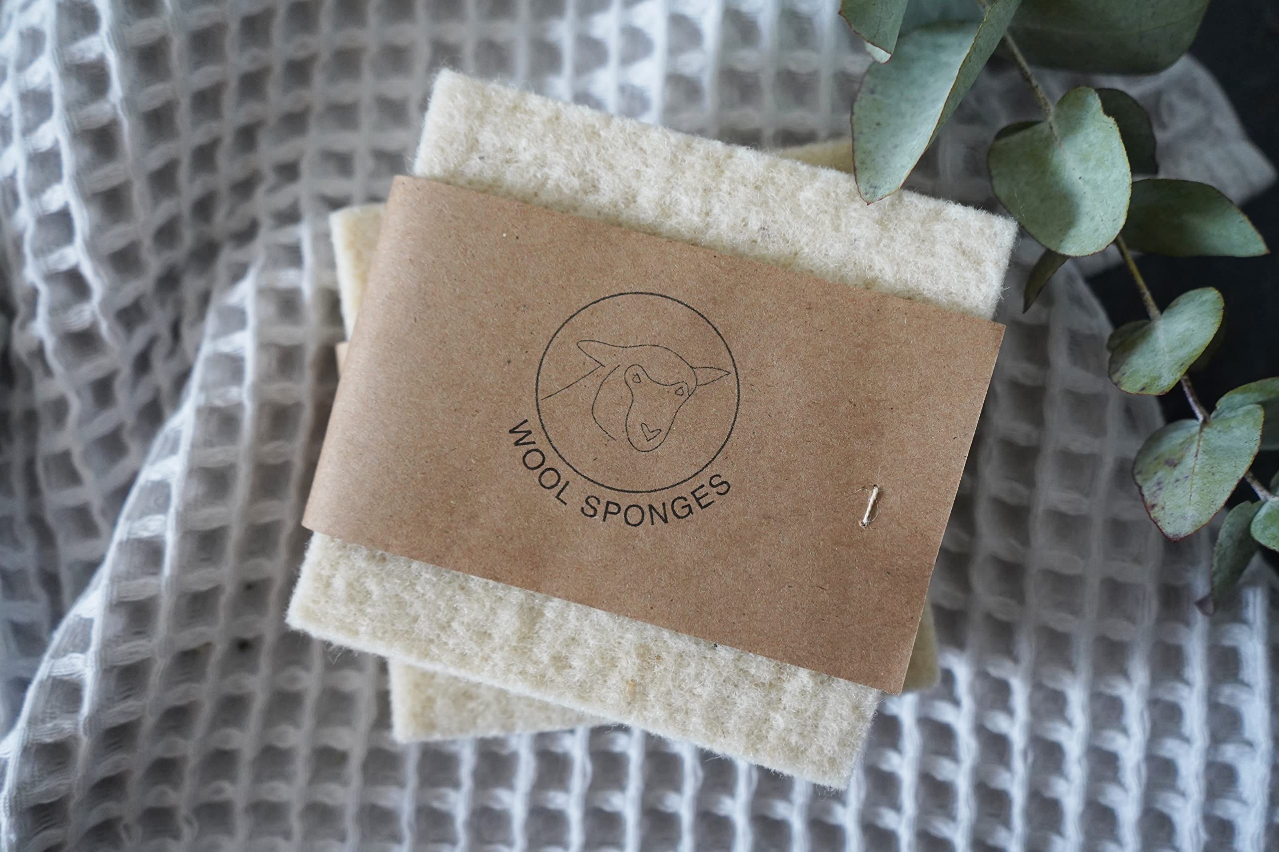 Wool based natural dish sponge pack of 2