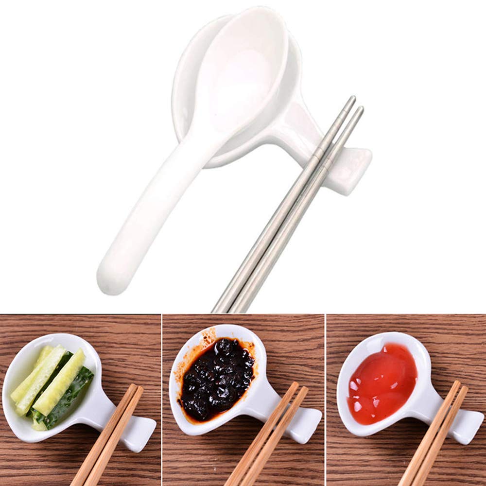 Woonsoon 10Pcs ceramic chopsticks holder front view