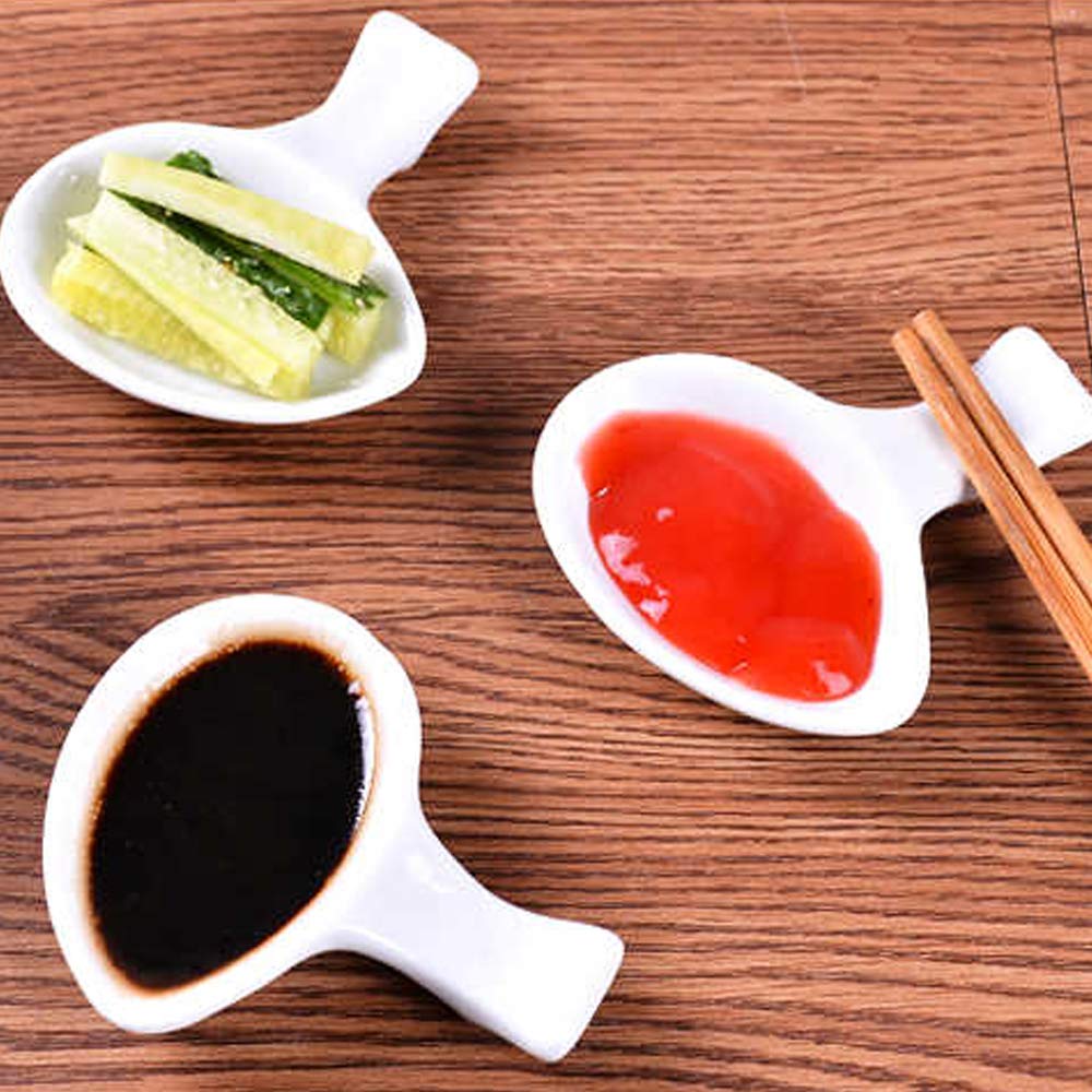 Two in one ceramic chopstick rest and seasoning dish