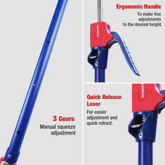 Rotating head with non-slip PVC pads on WORKPRO pole