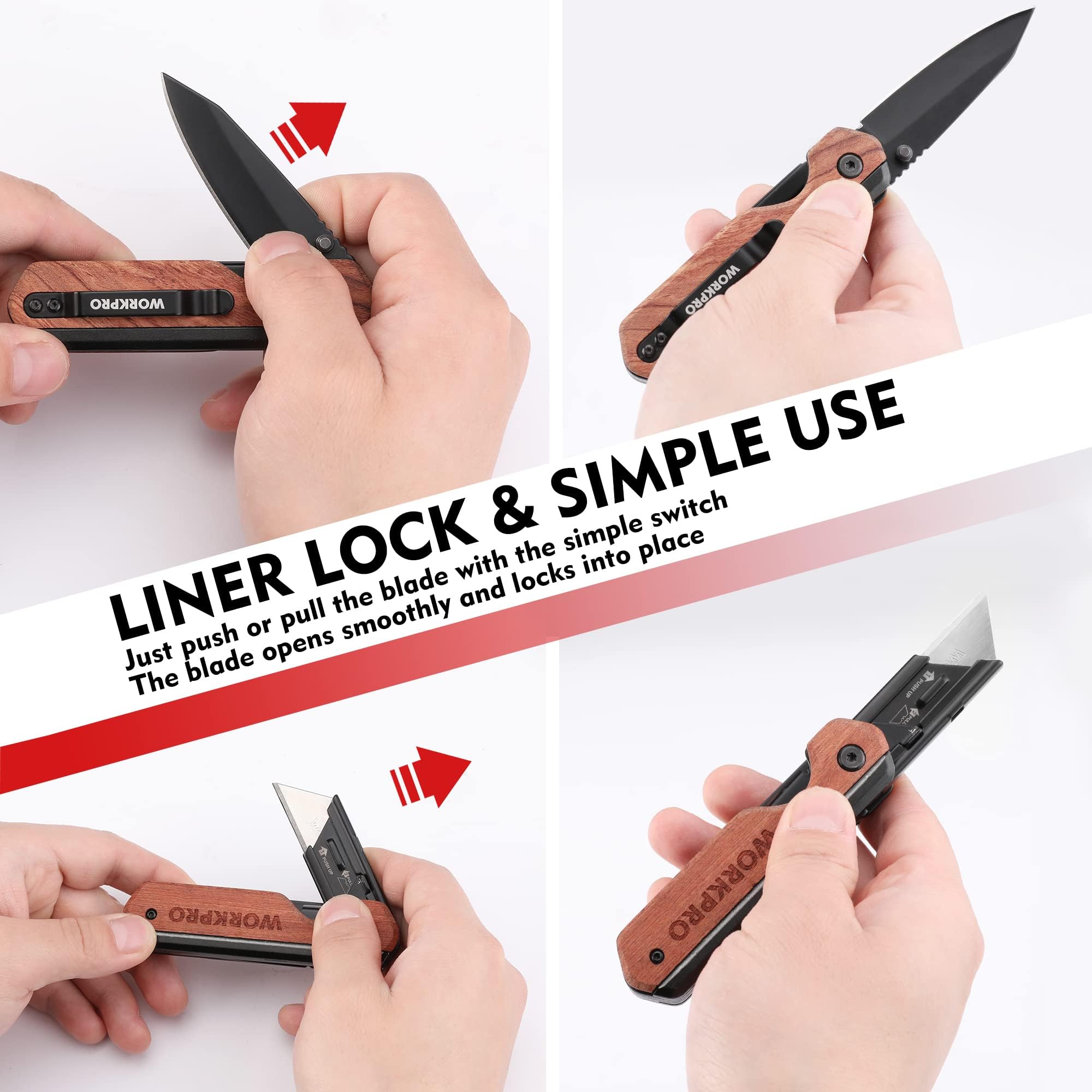 WORKPRO liner lock safety feature close-up