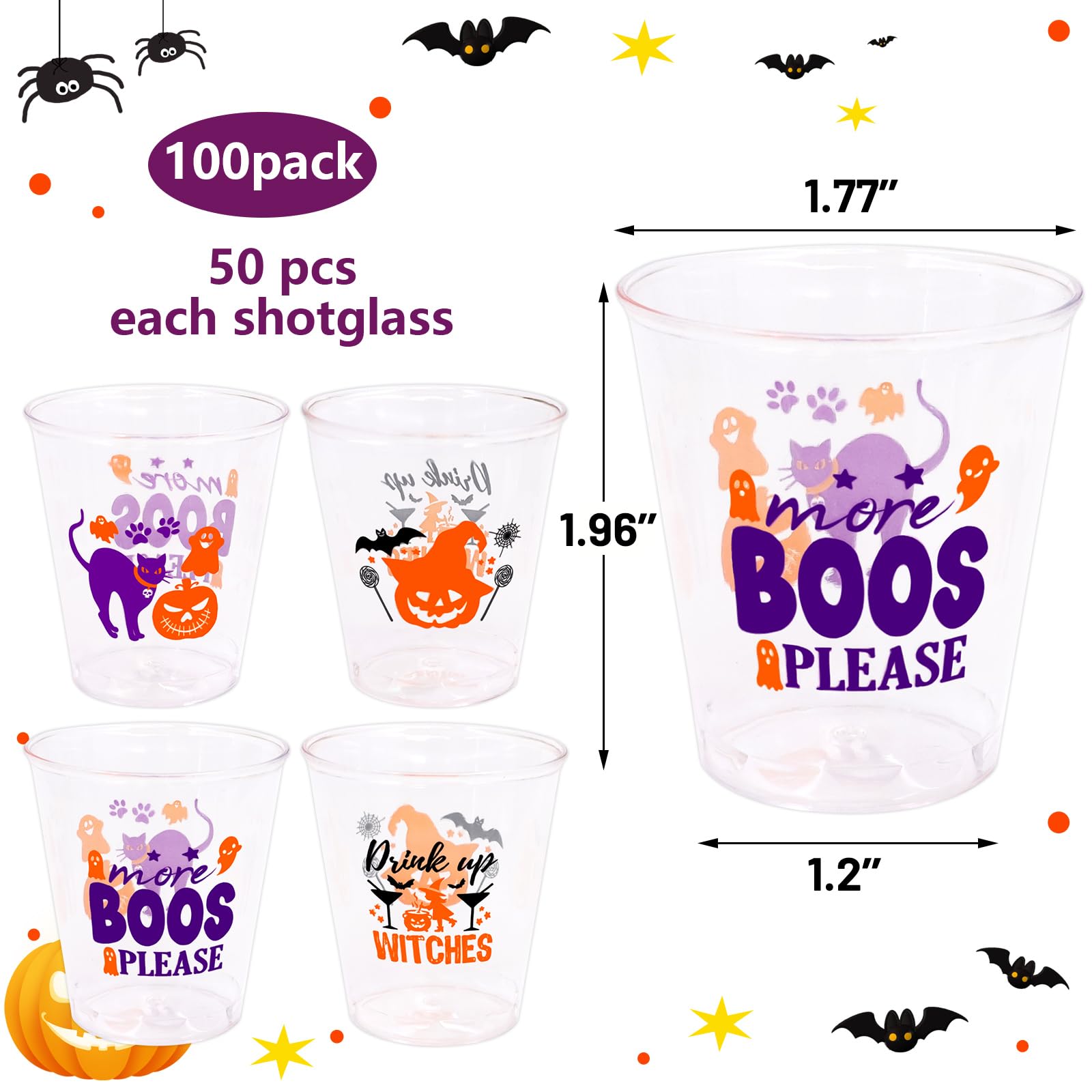 Clear plastic 1.5 oz cups for Halloween parties