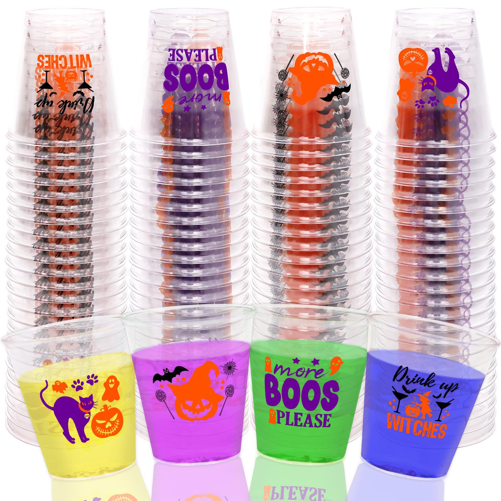 Two-sided pumpkin and witch designs on WorldBazaar glasses