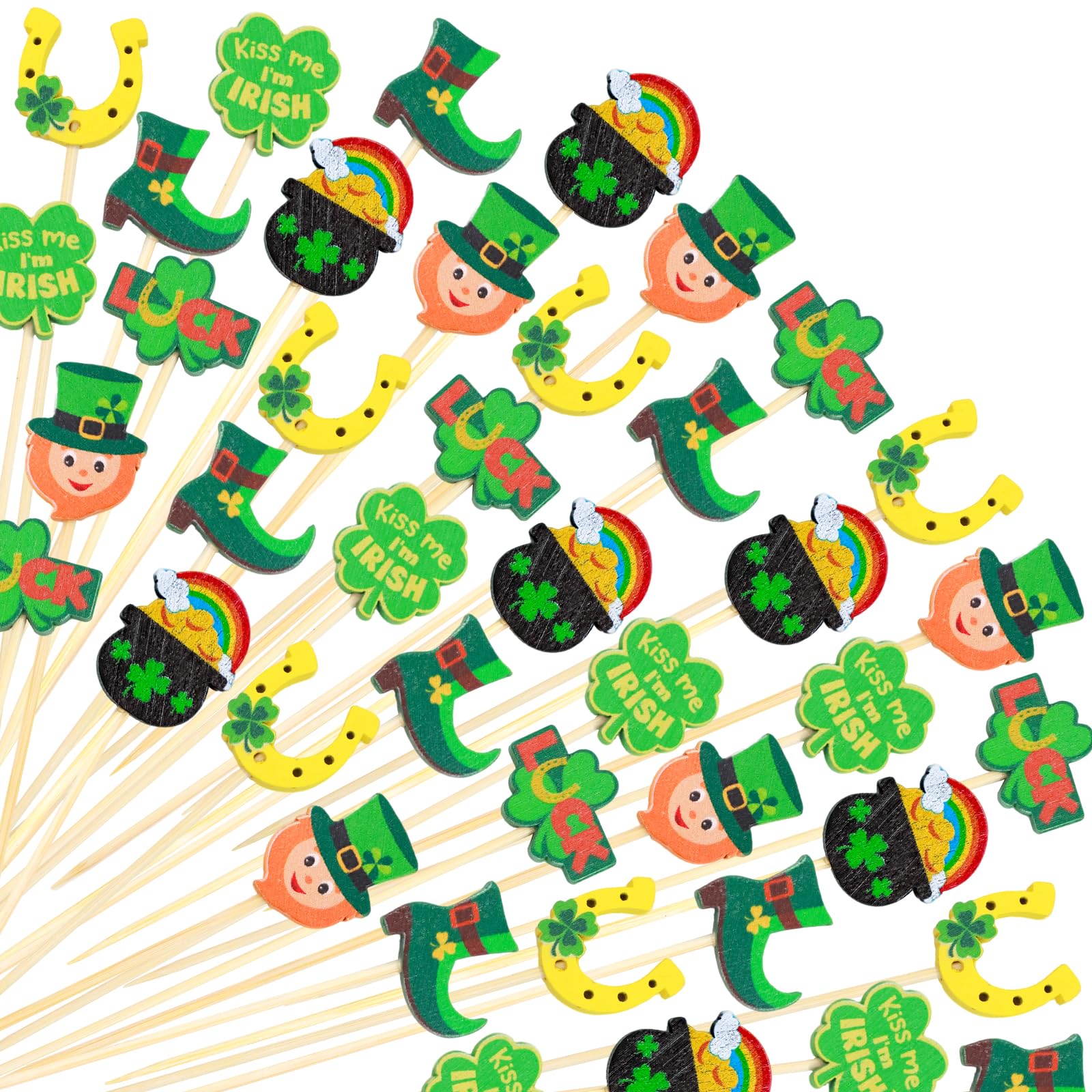 5.3 inch St Patrick's Day toothpicks bamboo wood