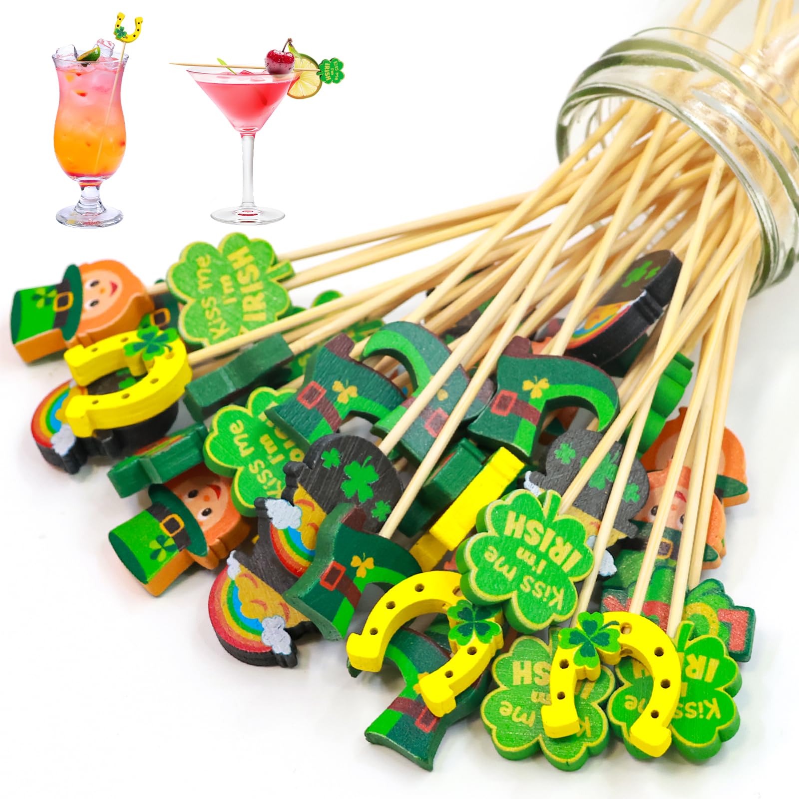 WorldBazaar St Patrick's Day cocktail picks 120 pieces six designs