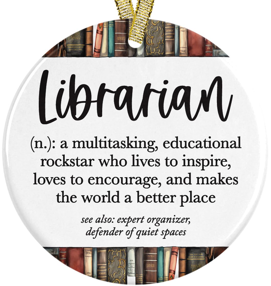 worlds best librarian definition ornament 3 inch ceramic