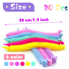 Alpaca worm stretch toy for stress relief from 30 PCS set