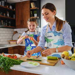 Bib apron style protects clothing during activities