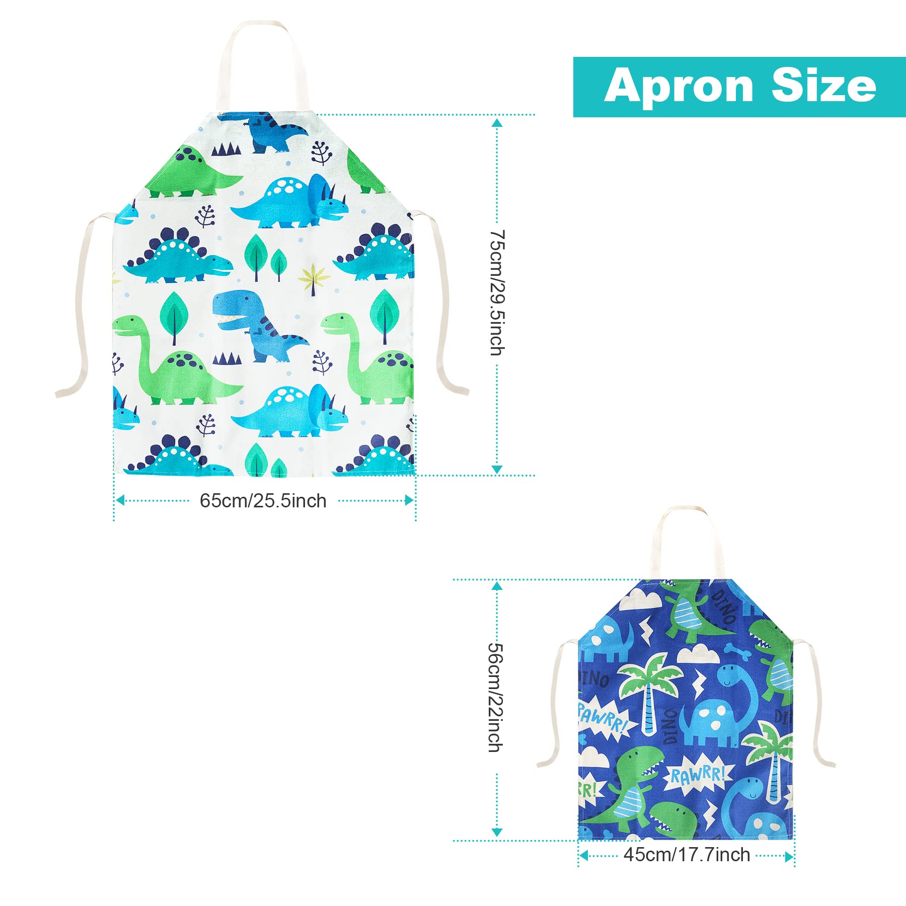 Dinosaur motif on kids and adults apron