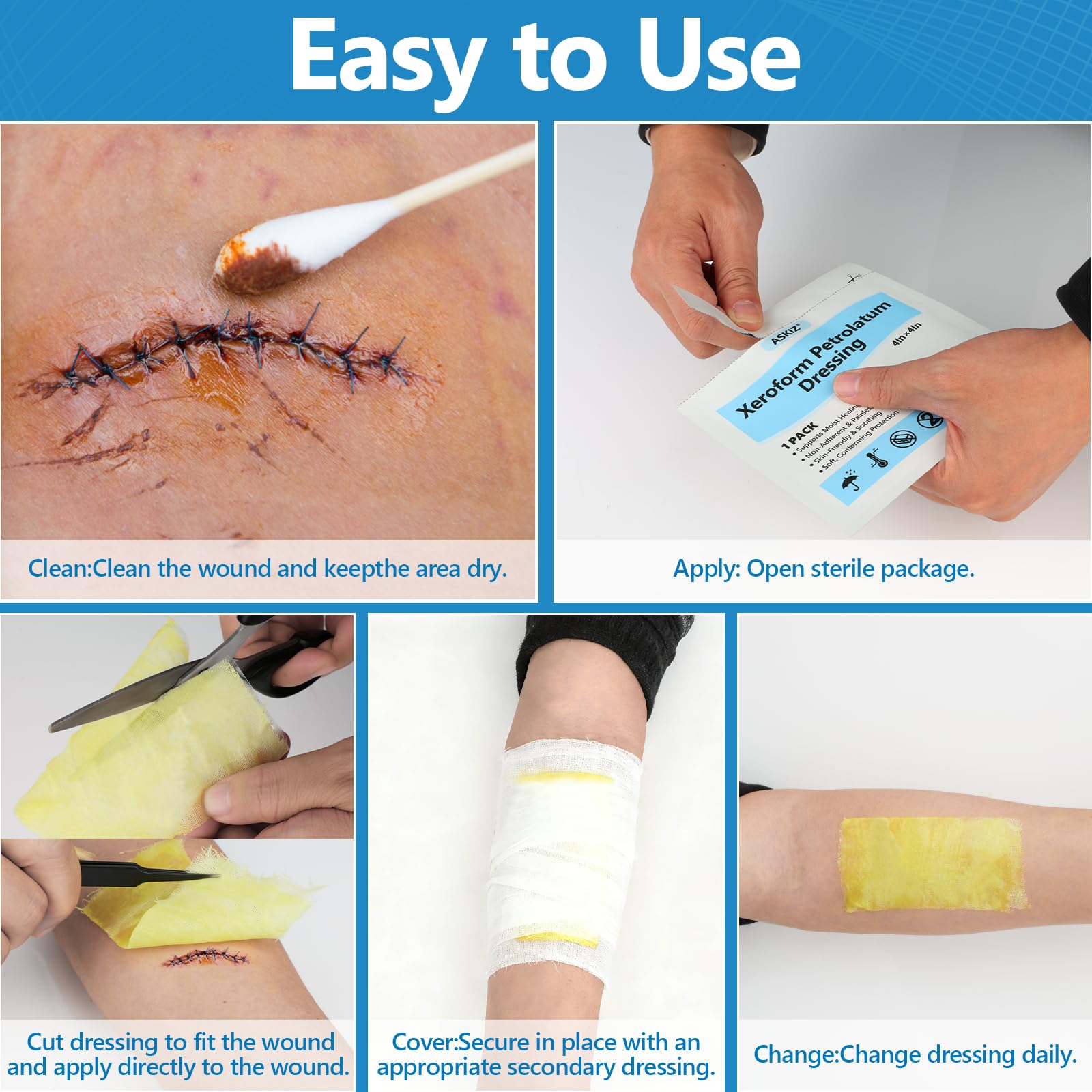 Wound care dressing suitable for surgical incisions and lacerations