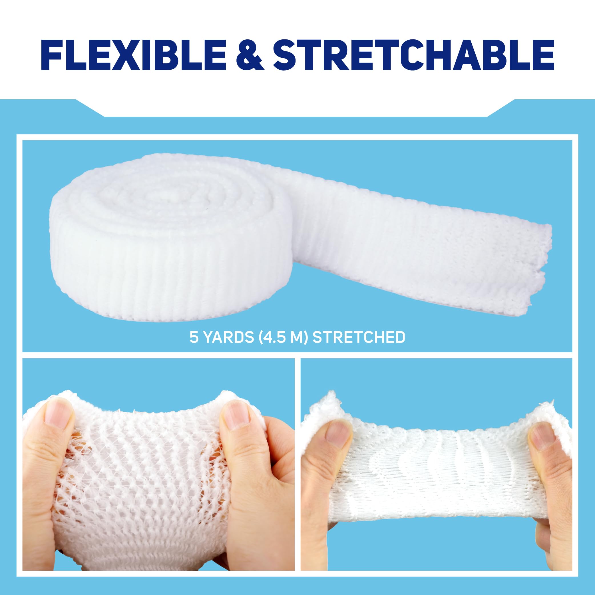 Dressings secured by Elastic Stretch Net in use