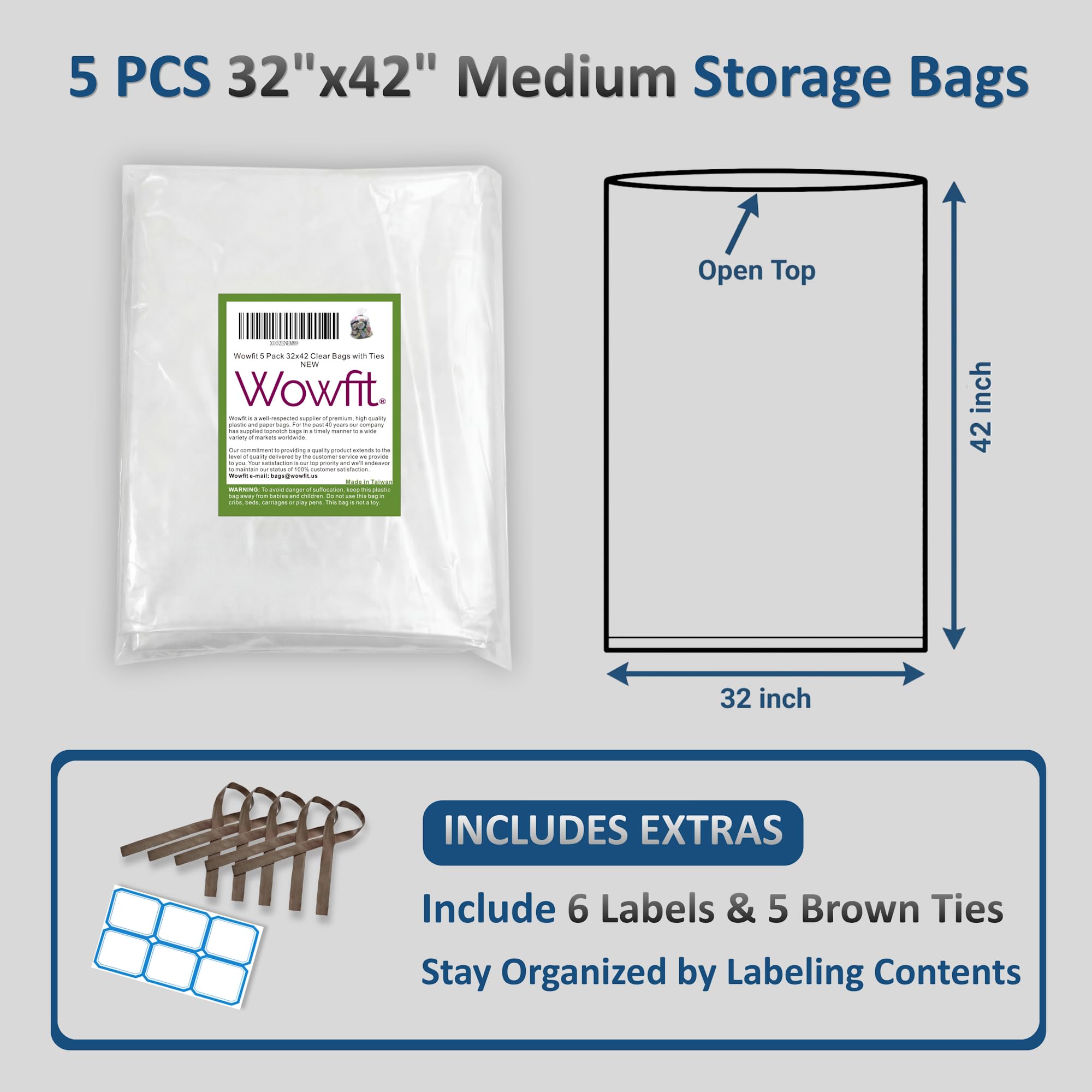 32x42 inch storage bag with 5 count pack for bedding
