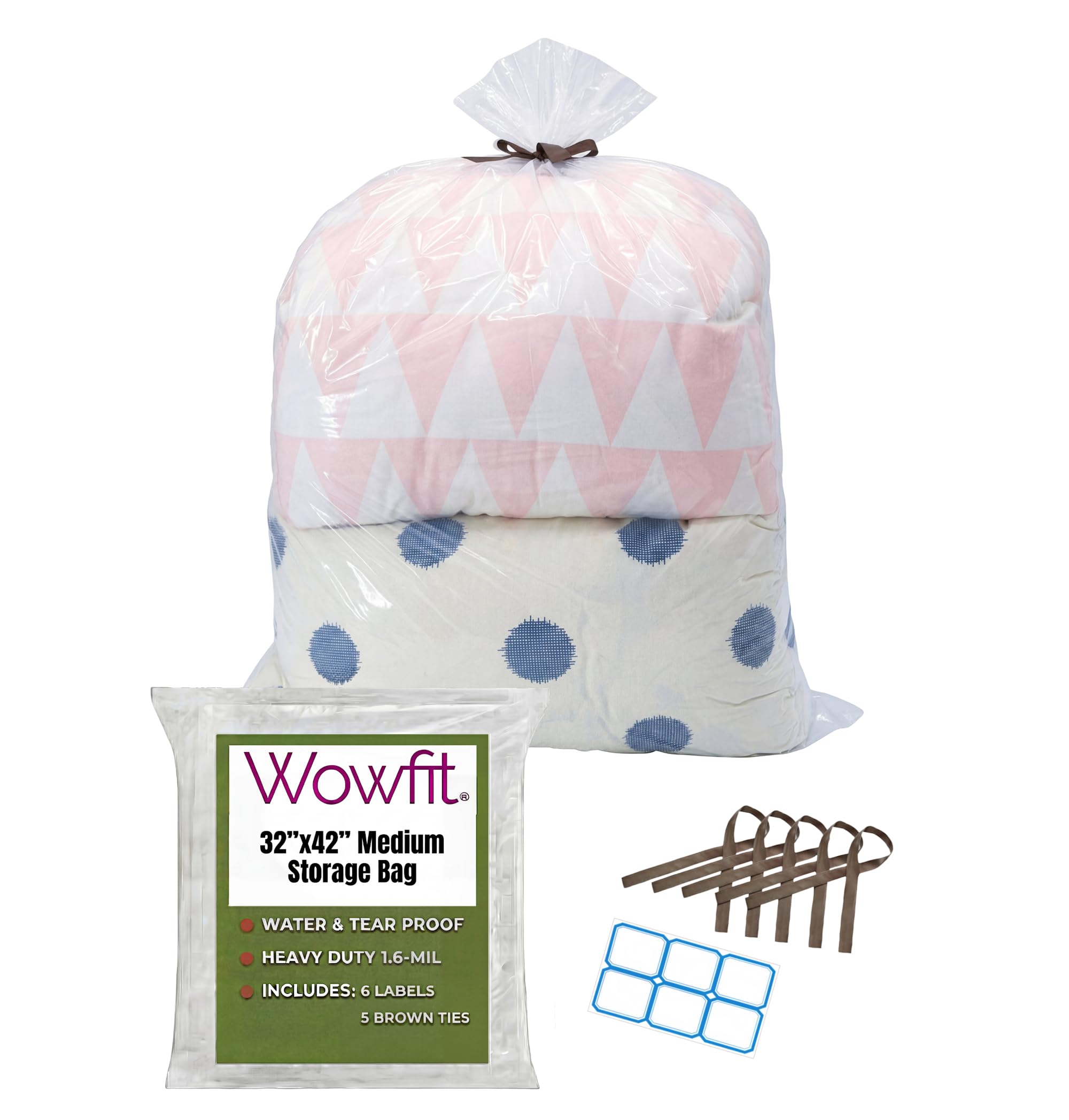 Wowfit 32x42 inch plastic bag for comforters and pillows