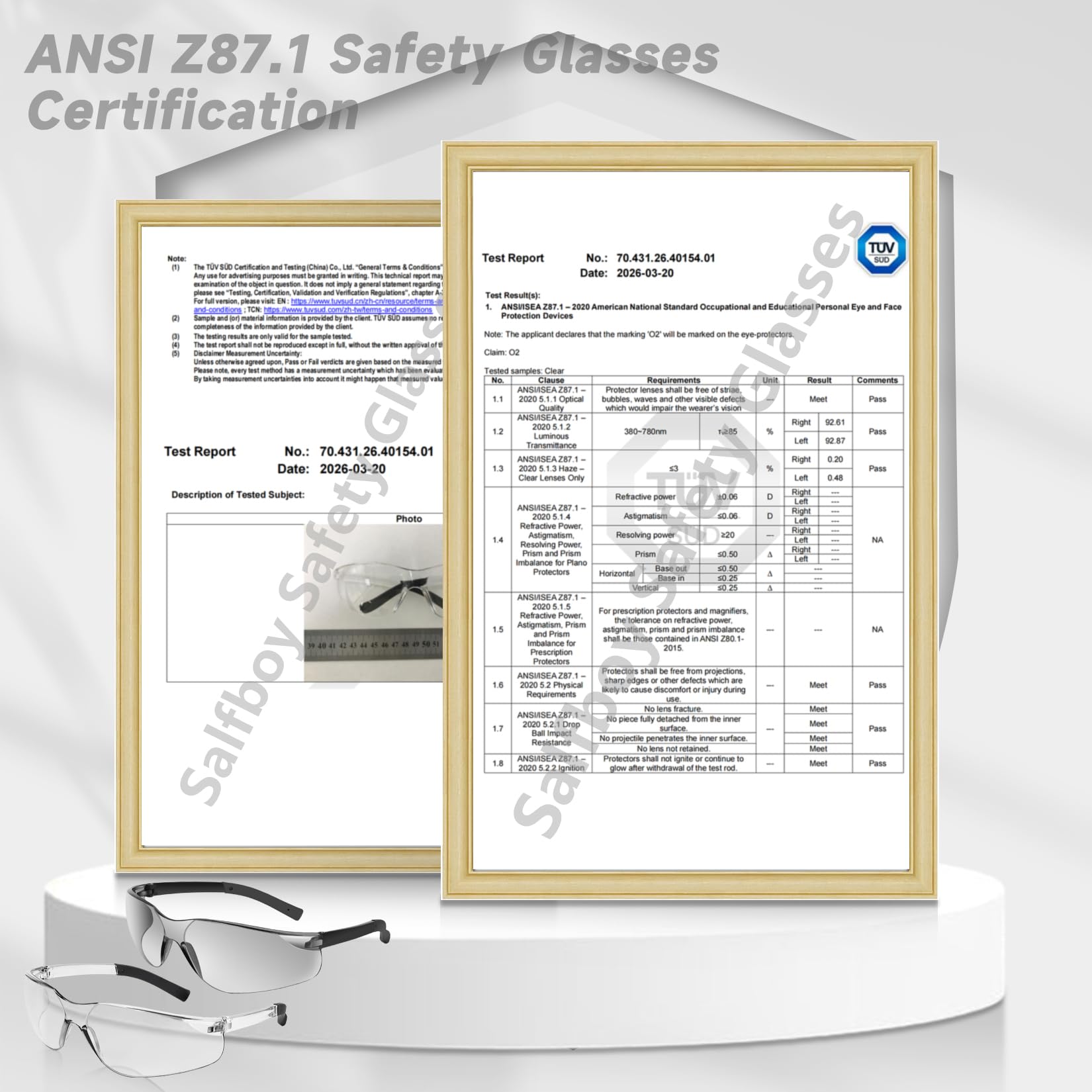 Salfboy wraparound safety glasses gray lenses