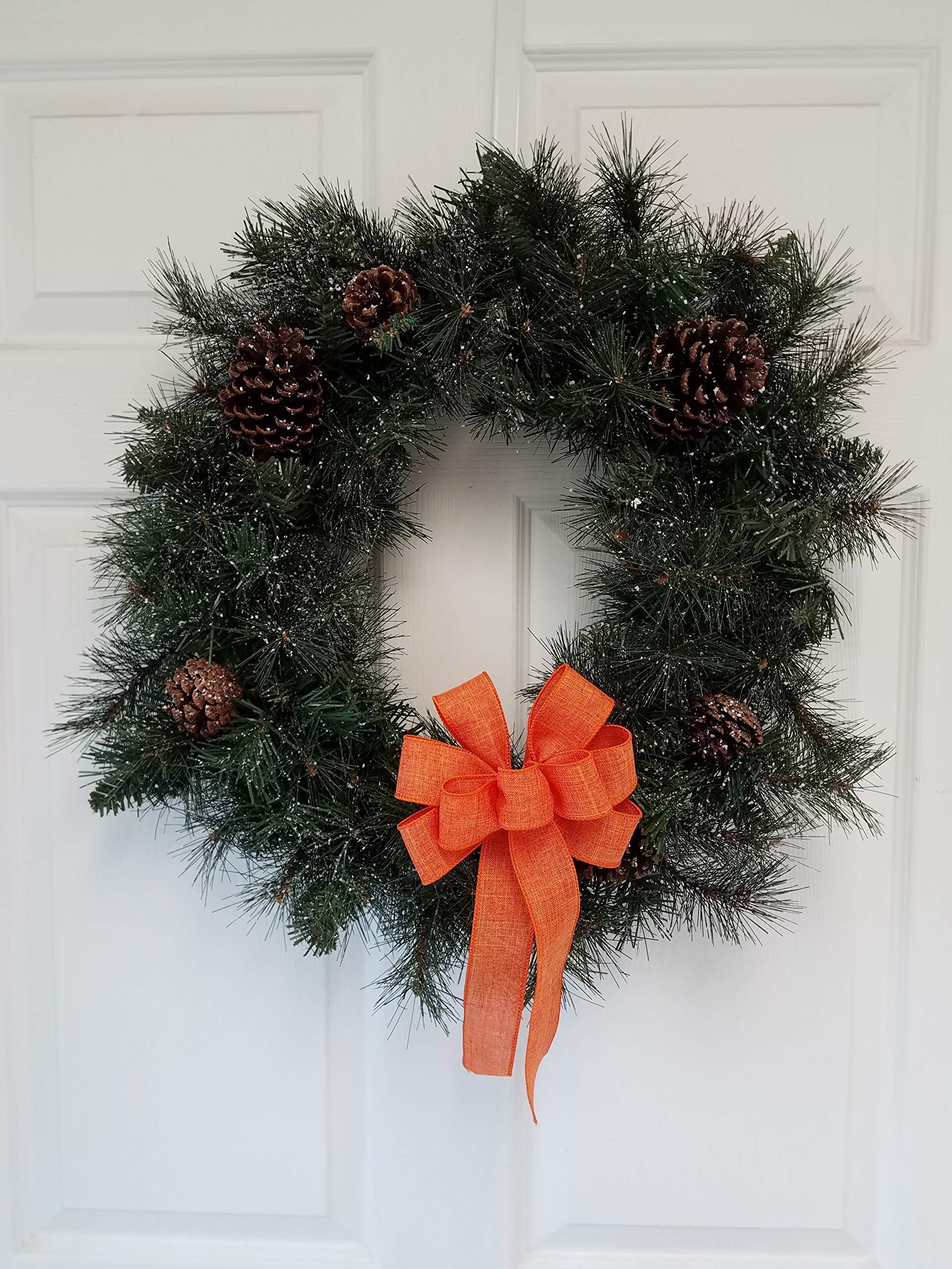 Linen wired ribbon wreath bow for decor