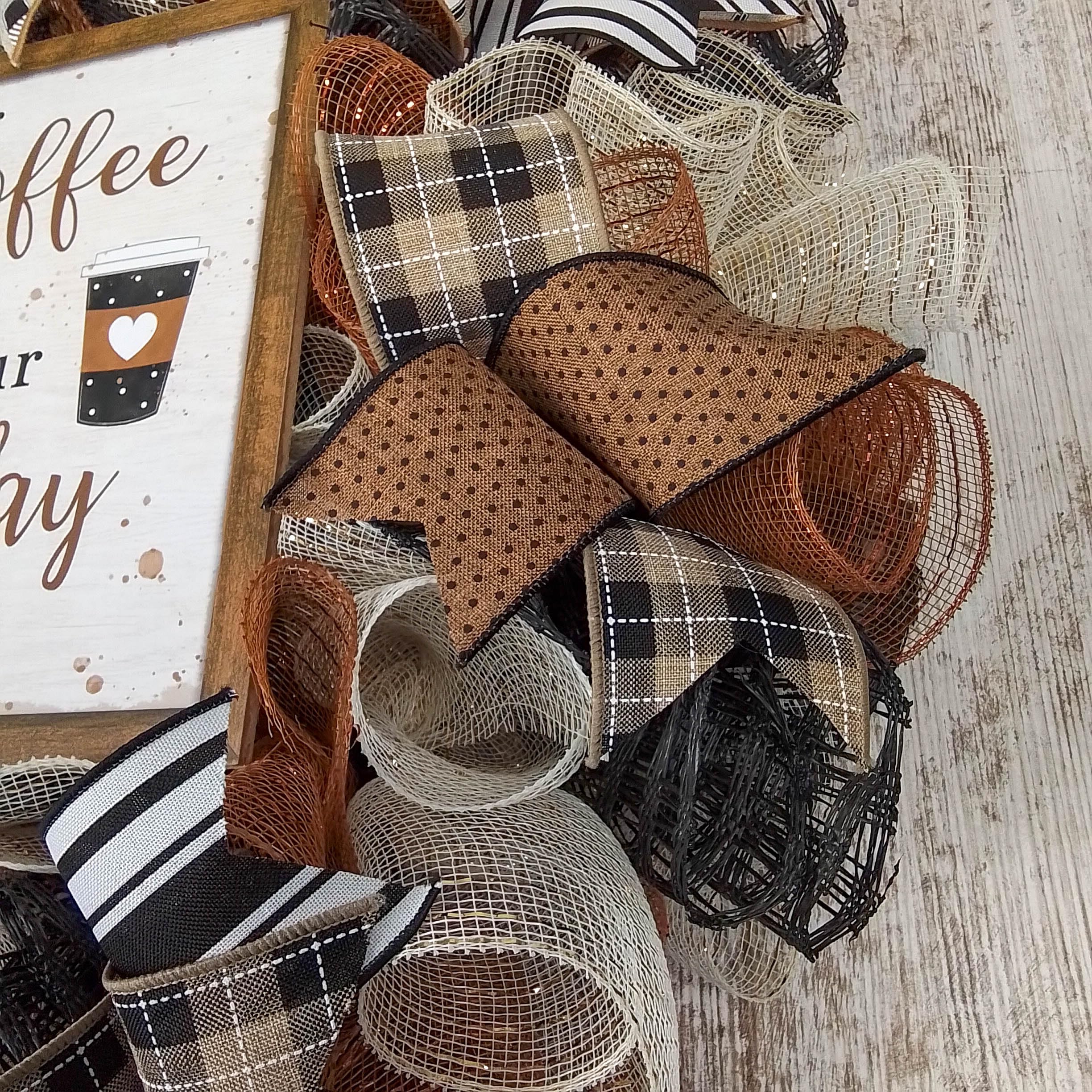 Ready to ship rustic coffee wreath suitable for gift