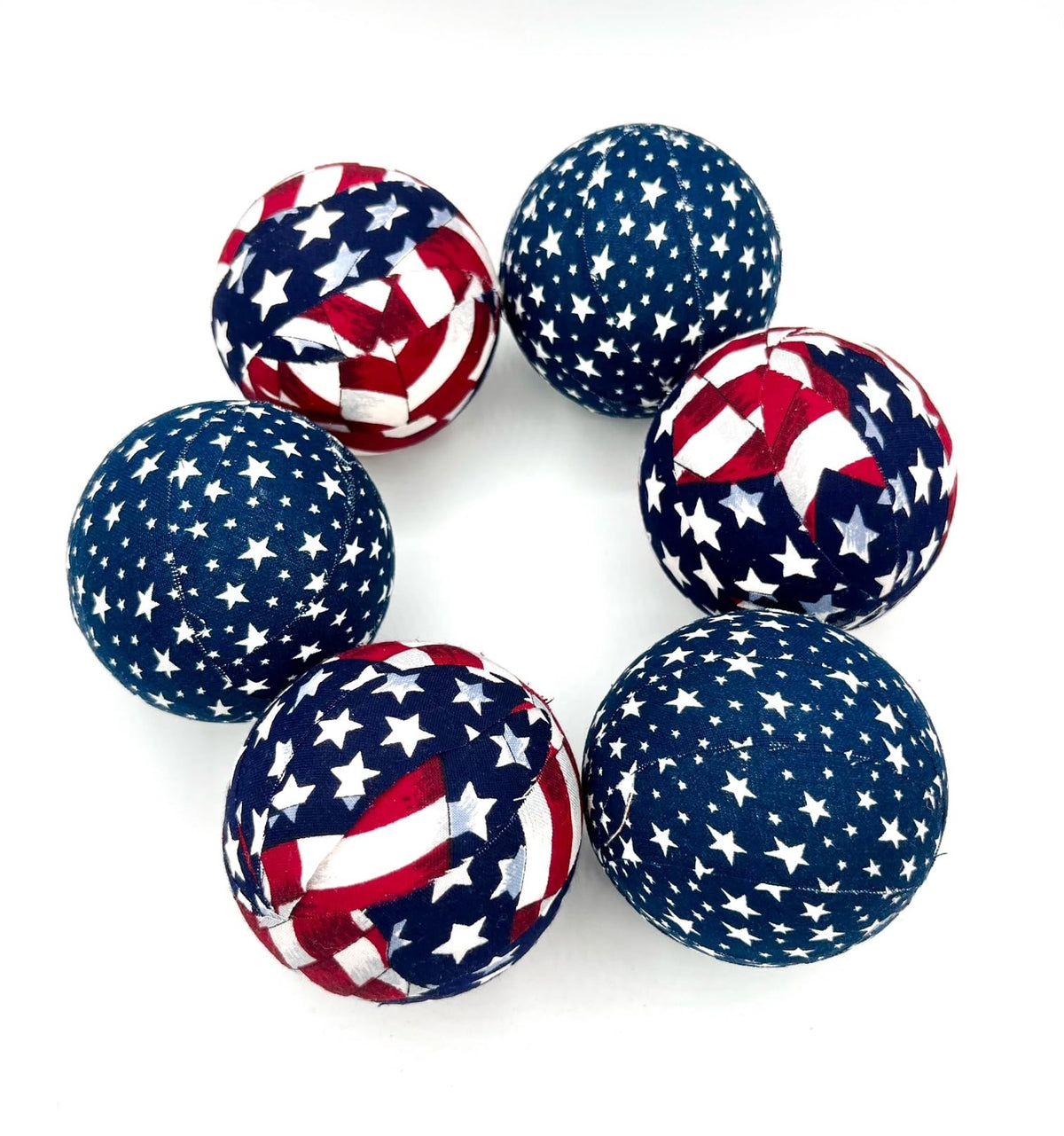 WreathsByKari 3 inch Old Glory flag fabric ball set