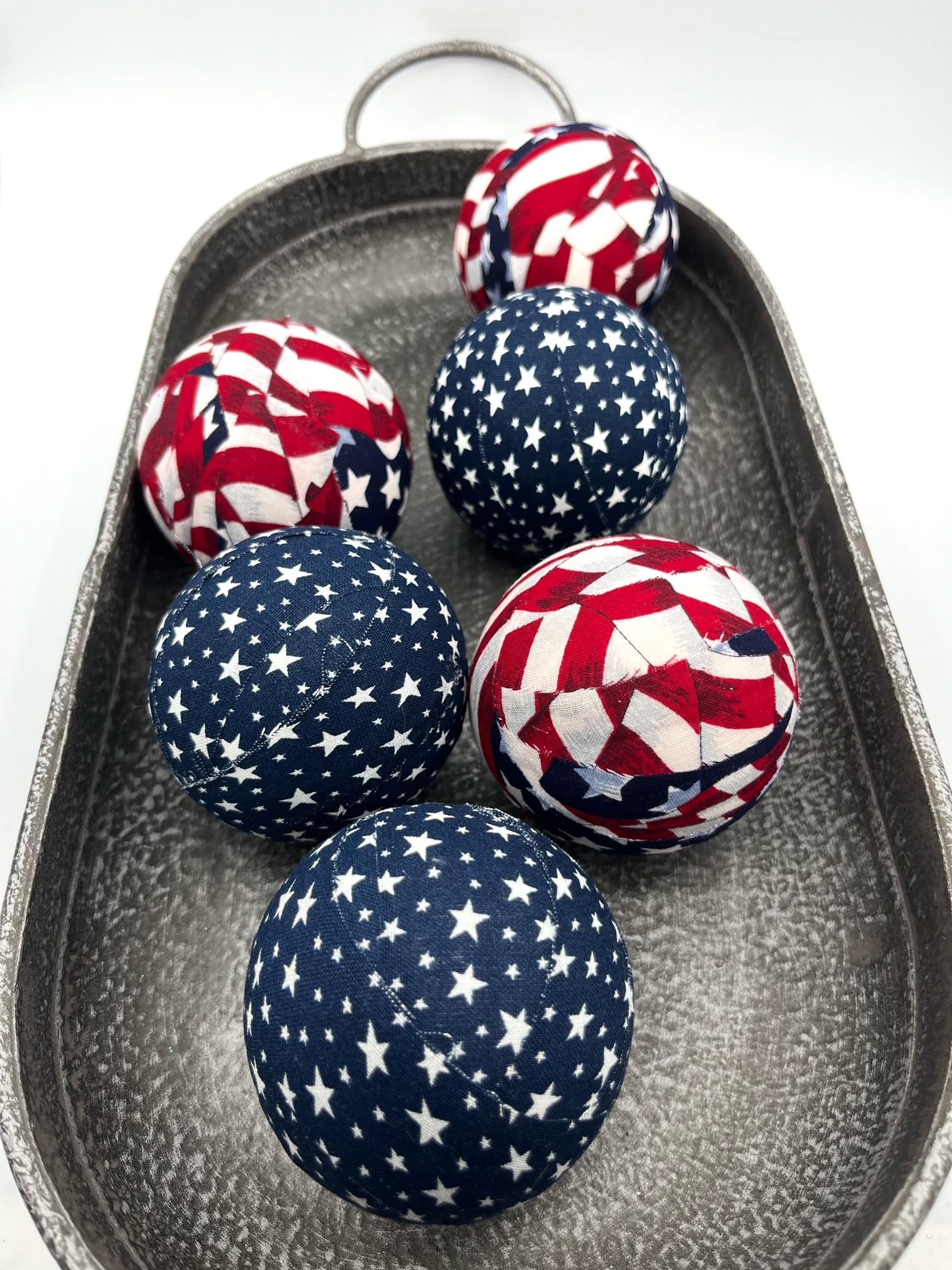 Old Glory flag fabric ball mantel accent