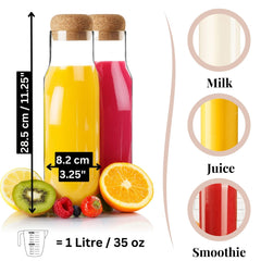 Heat resistant glass pitcher with cork stopper BPA free