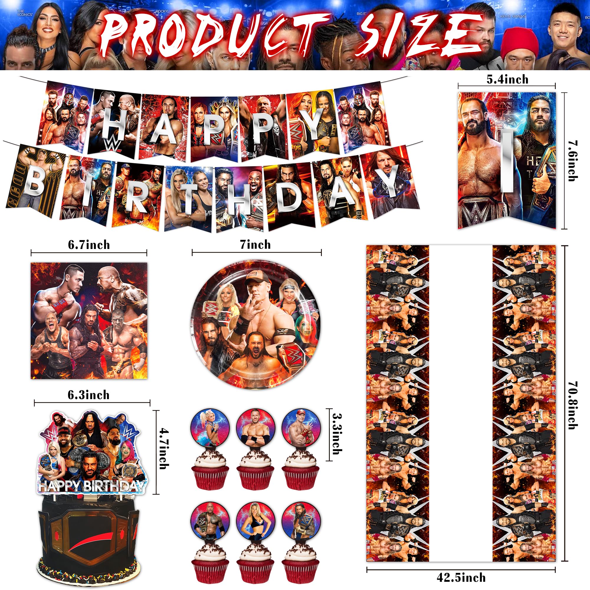 Wrestling Birthday Supplies 20 plates and 20 napkins