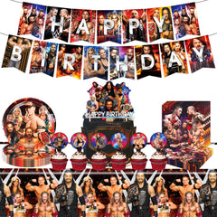Wrestling Birthday Supplies banner for teens party