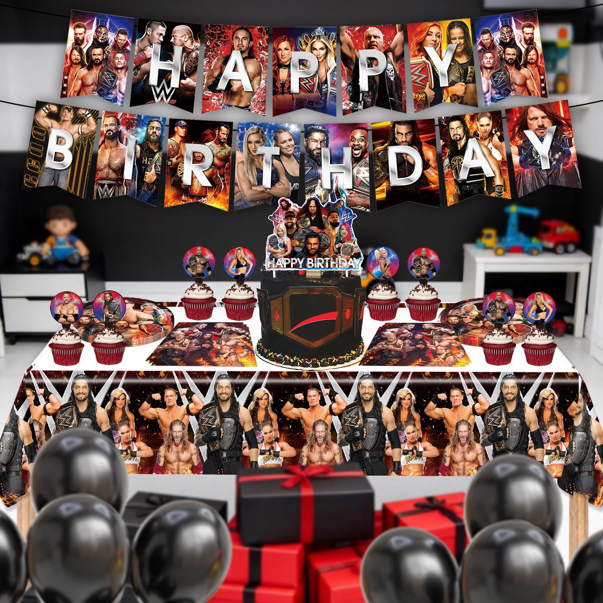 Wrestling Birthday Supplies 12 cupcake toppers