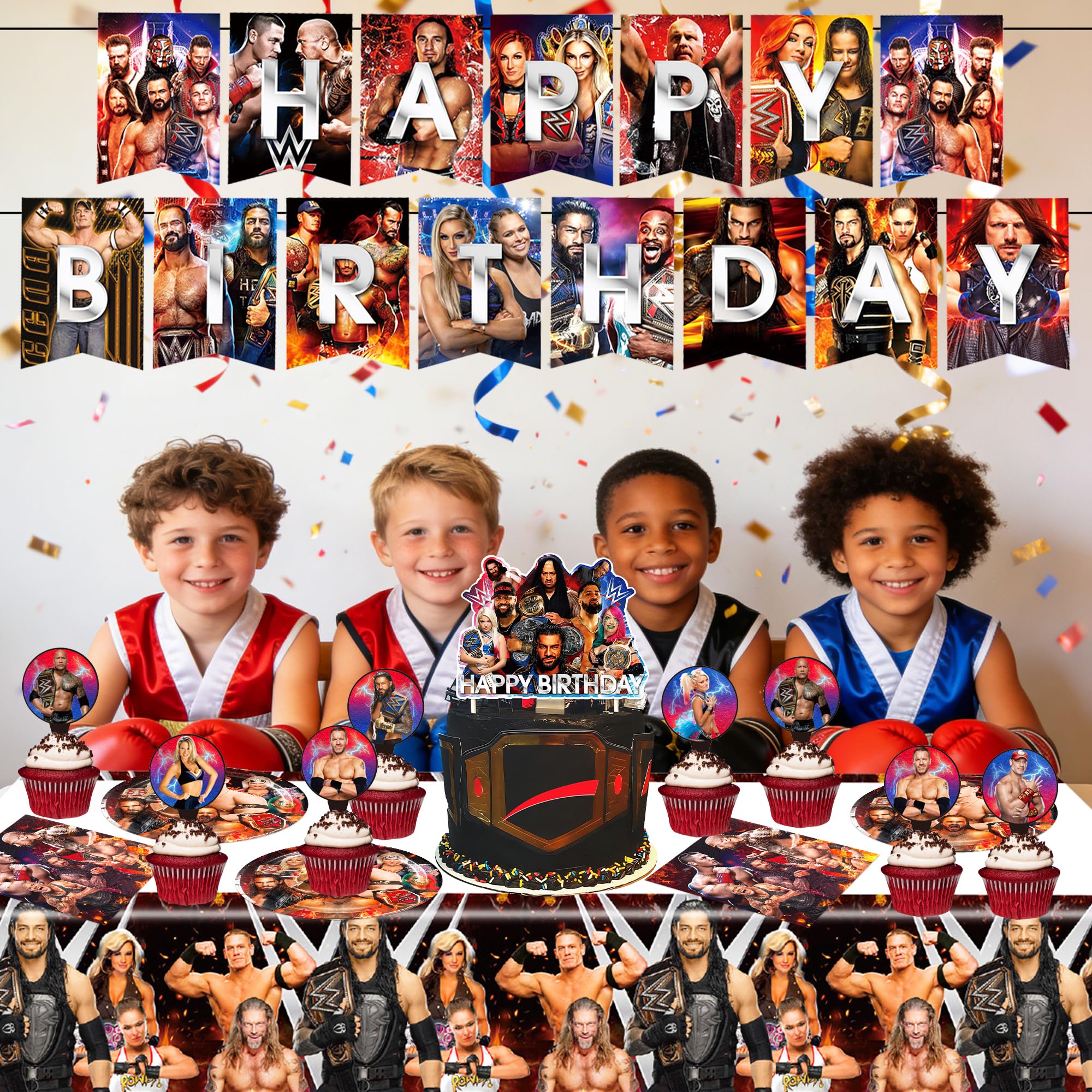 Wrestling Birthday Supplies complete 55Pcs set