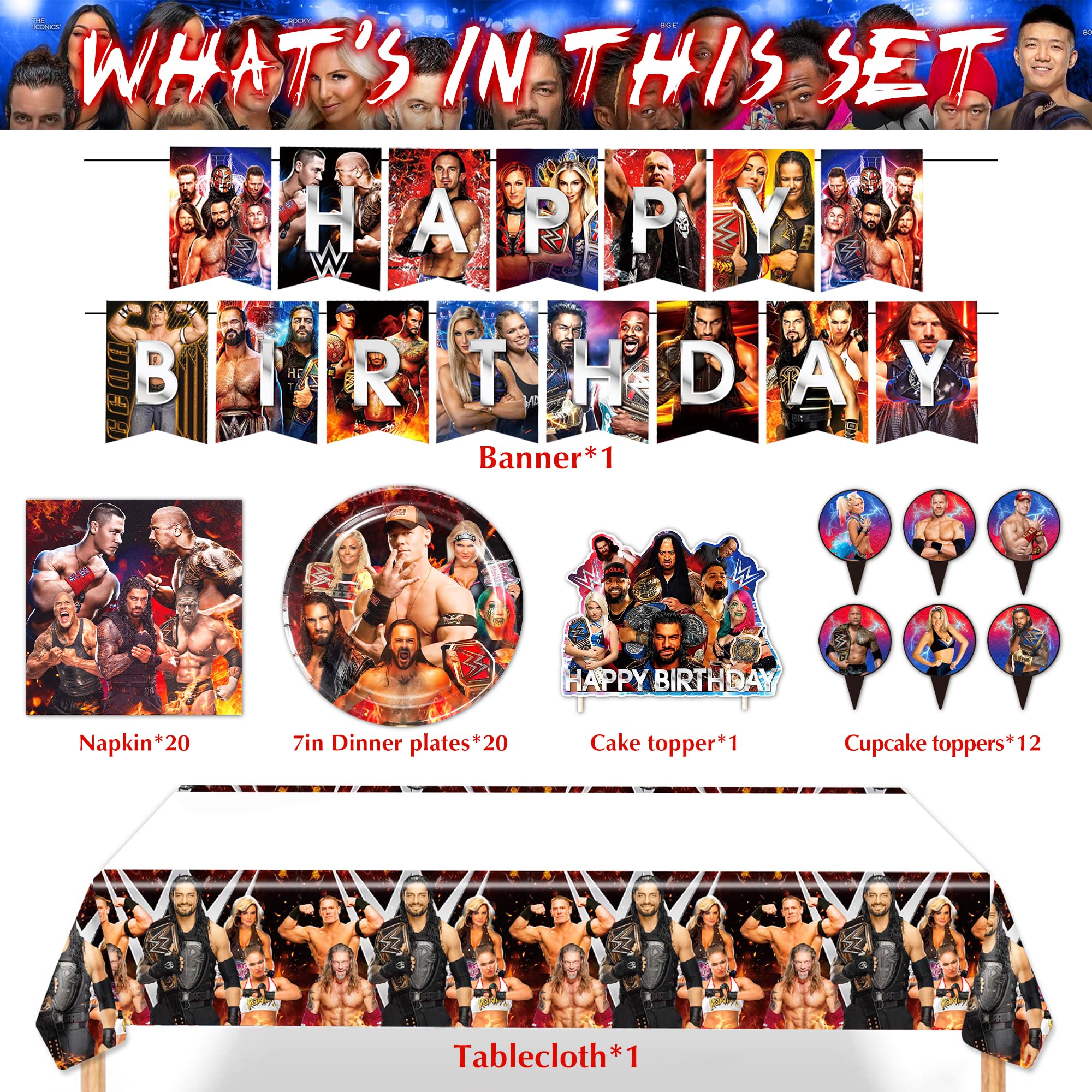 Wrestling Birthday Supplies plastic tablecloth