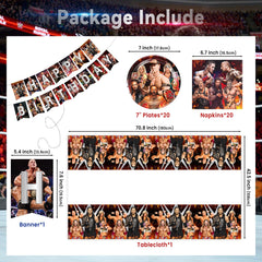 7in plates included in wrestling birthday supplies set