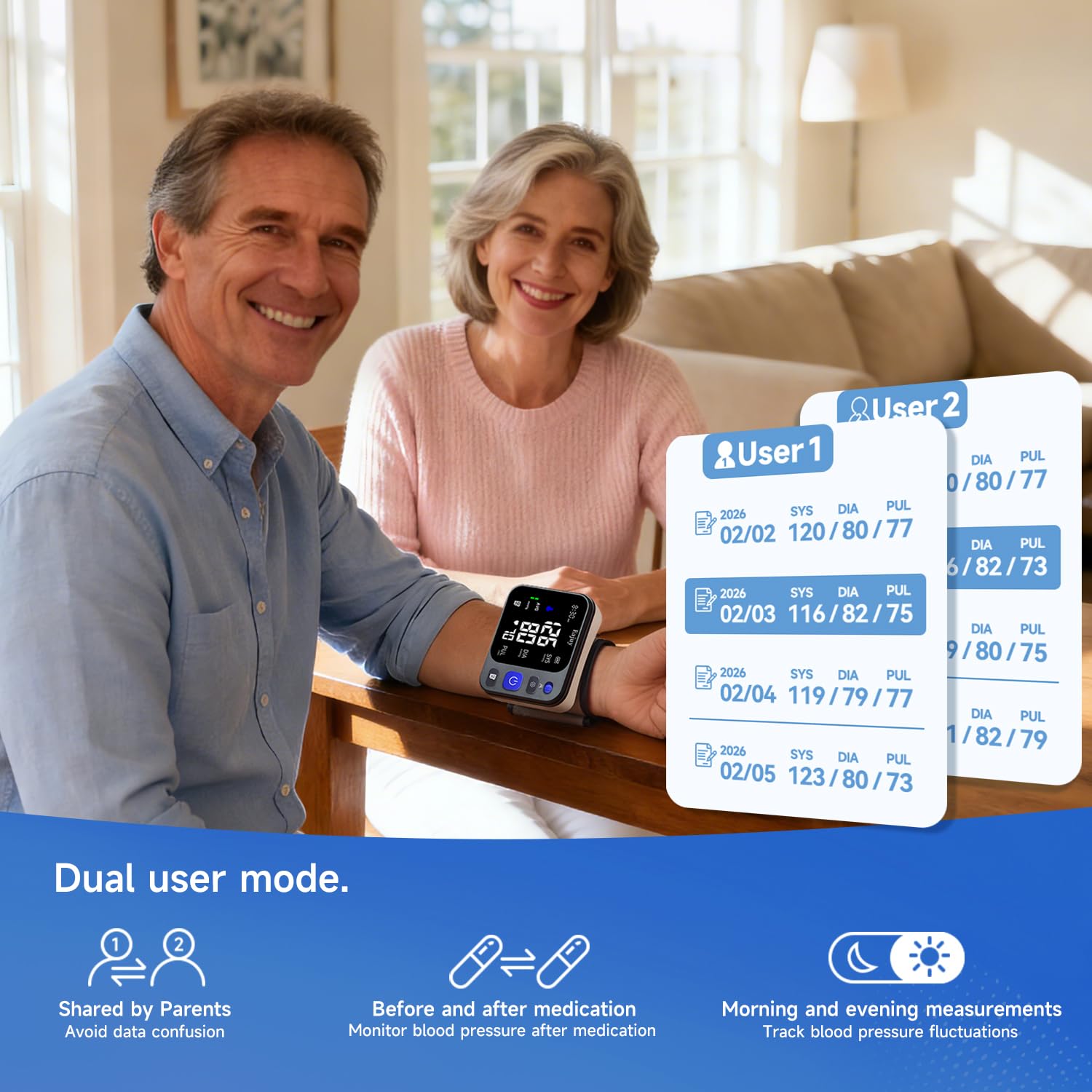 Wrist Blood Pressure Monitor memory 2x99 readings