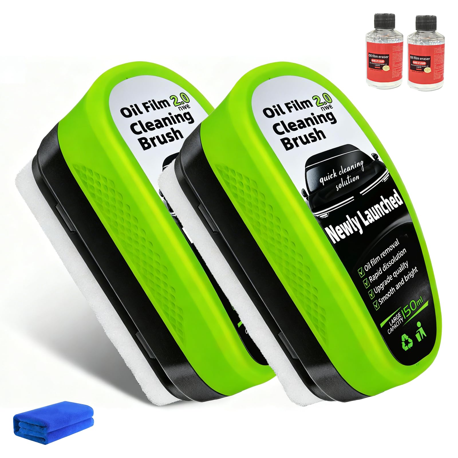 WRLYQQ 2-Pack automotive oil film cleaning brush front view