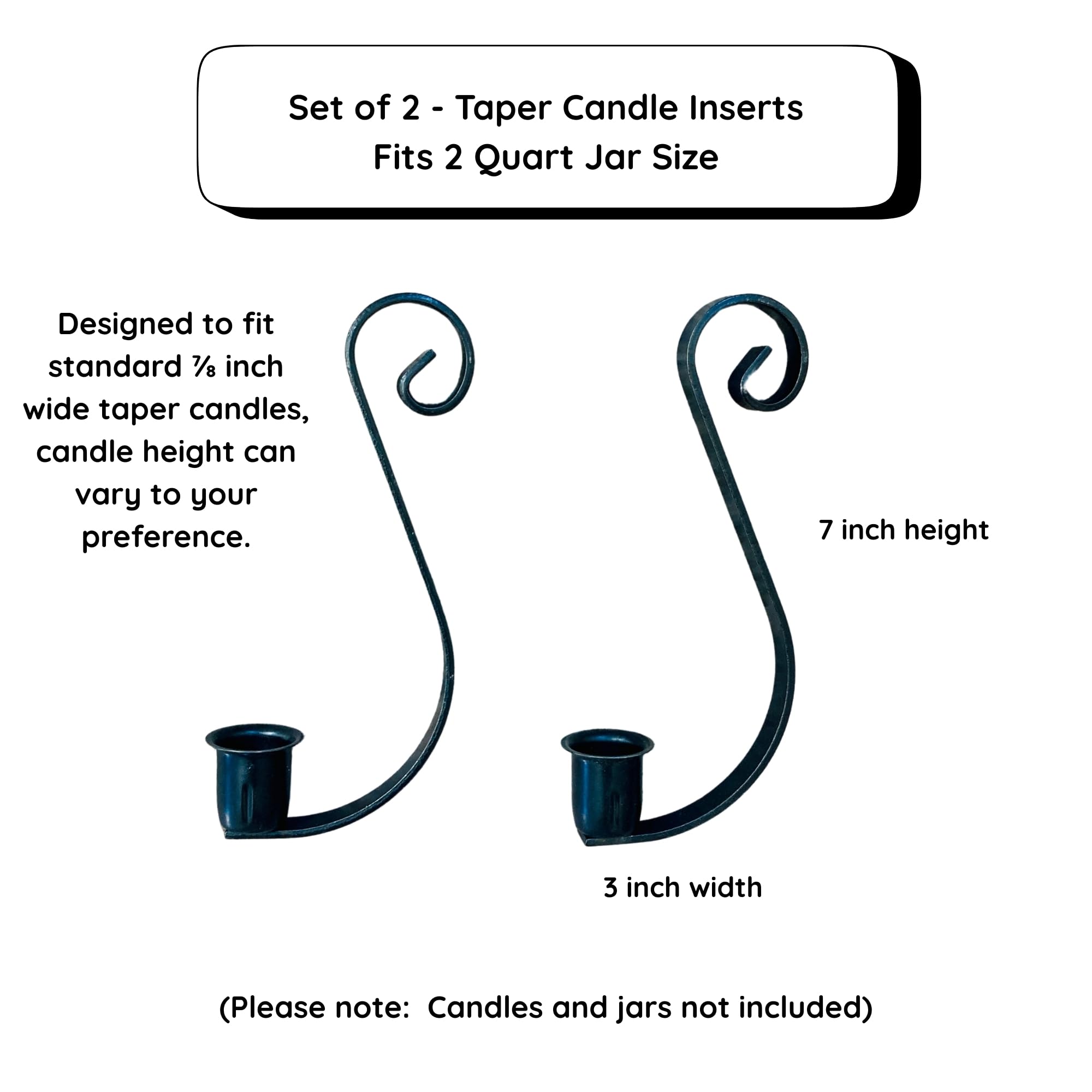 Wrought iron hooks designed for taper candles in jars