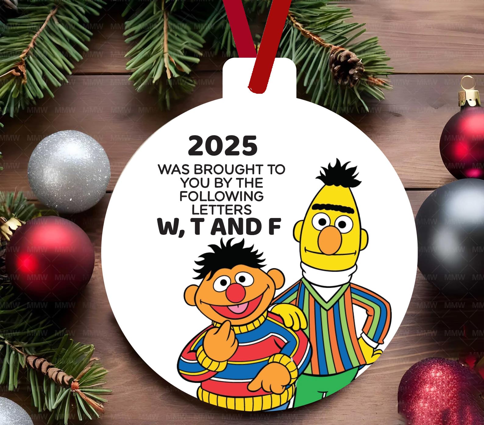 WTF gag ornament aluminum keepsake for holidays