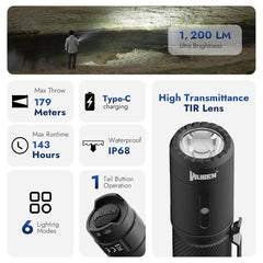 WUBEN C3 flashlight with 6 modes