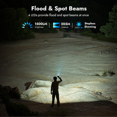 WUBEN X4 main light up to 1500 lumens and long beam distance
