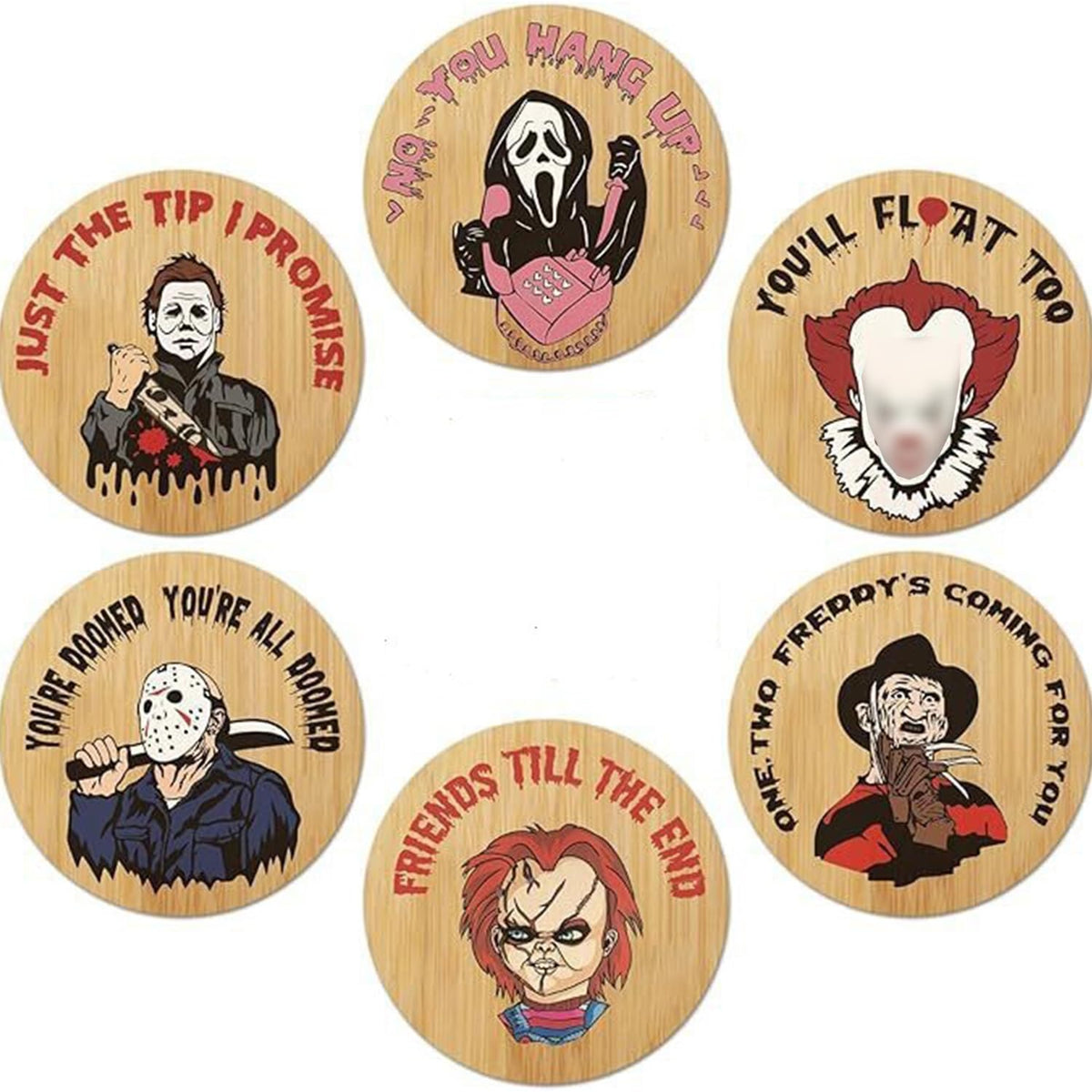 WW-184 Halloween coasters six pack round cork coasters