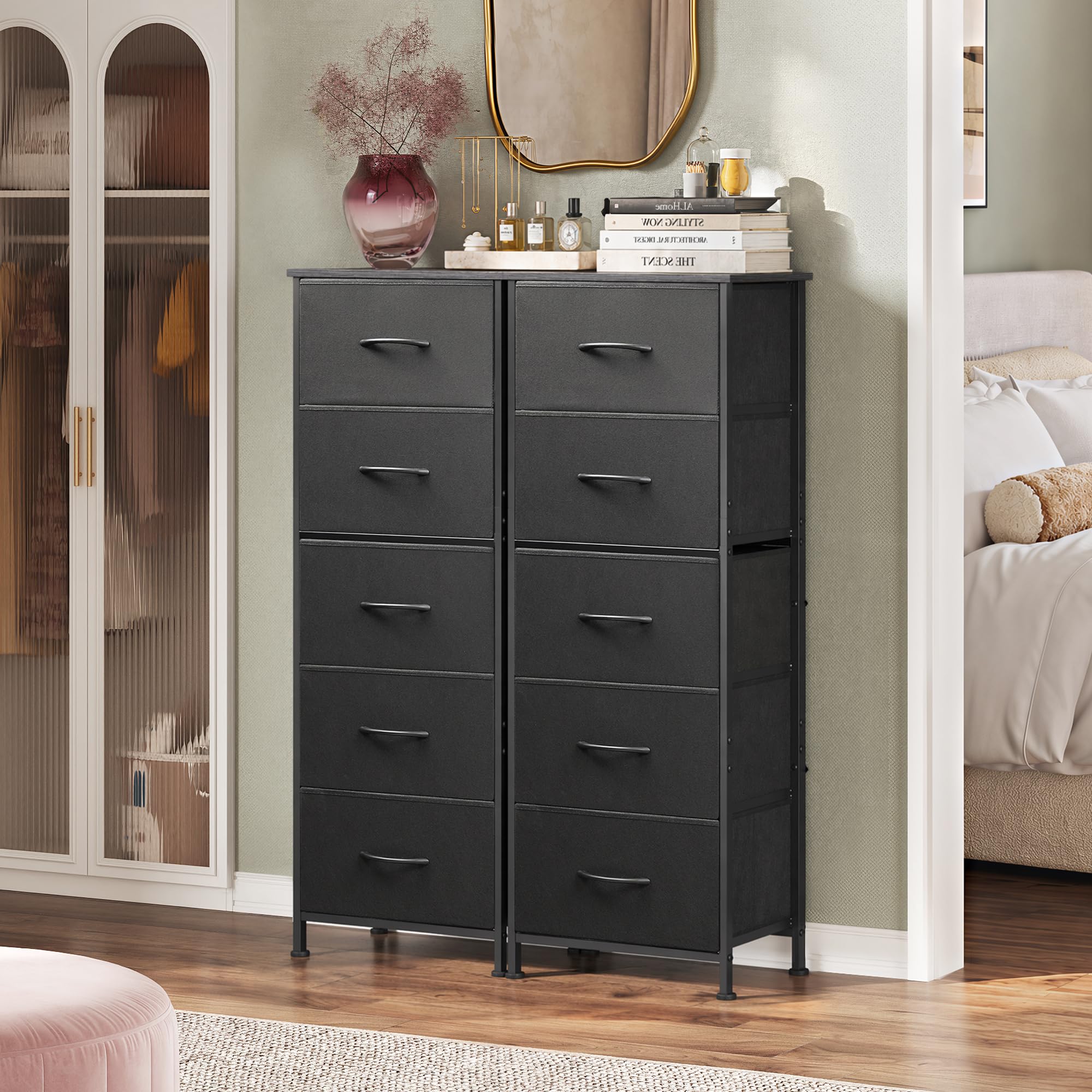 X-shaped back frame provides stability on WLIVE dresser