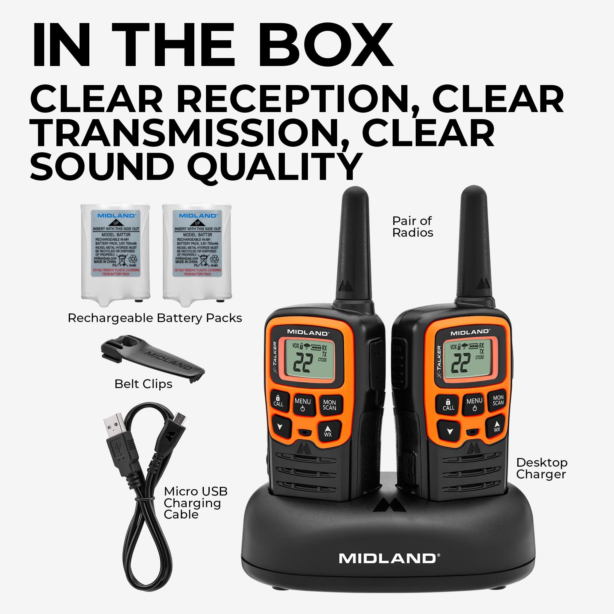 X-Talker FRS walkie talkie Midland orange 2 pack