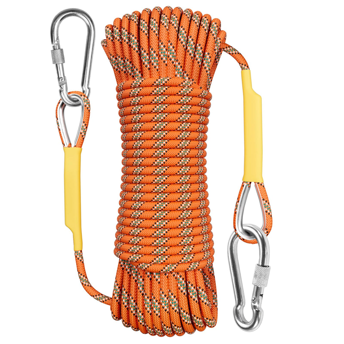 X XBEN Outdoor Climbing Rope 10M orange 8 mm diameter with two hooks