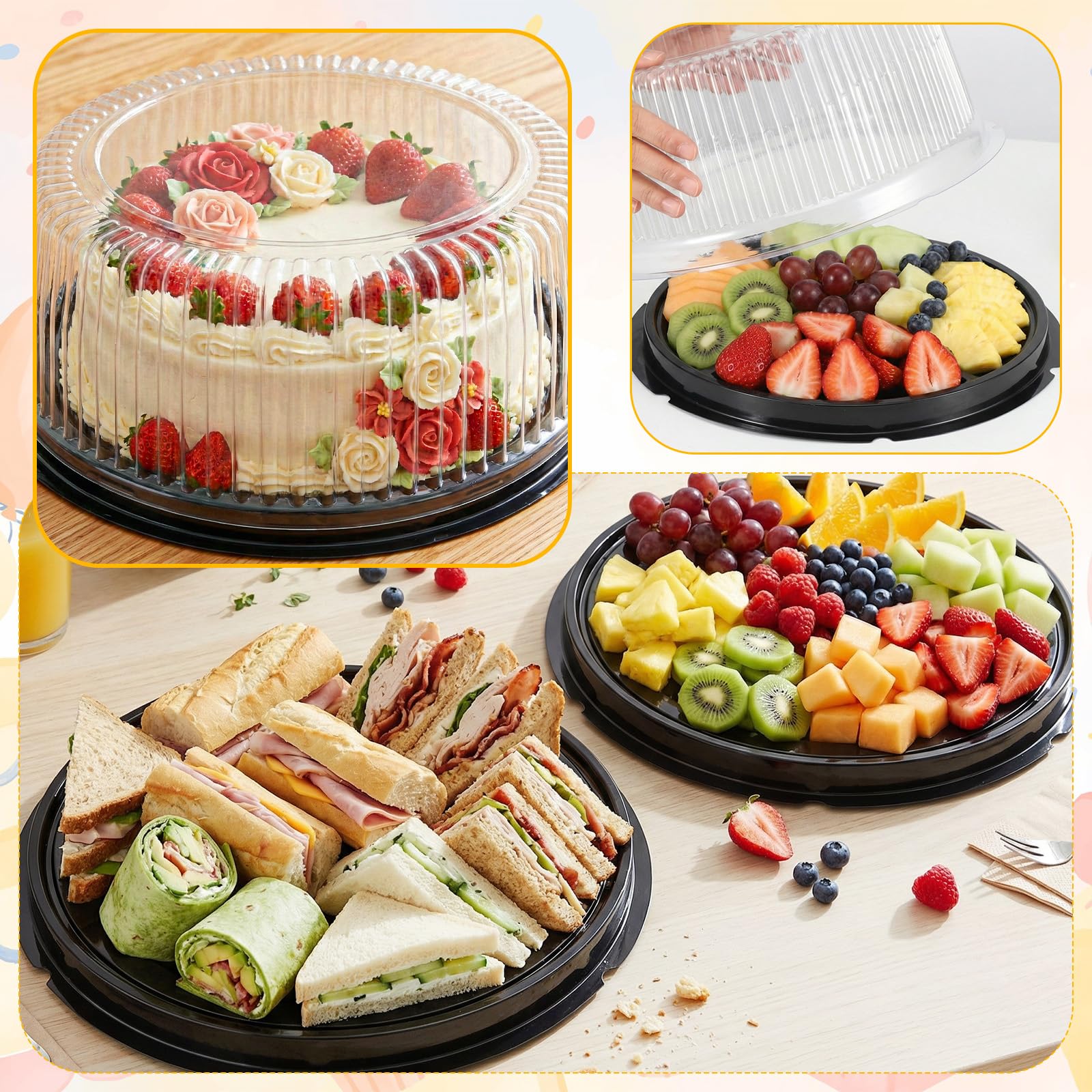 Disposable fruit and veggie trays for parties and events