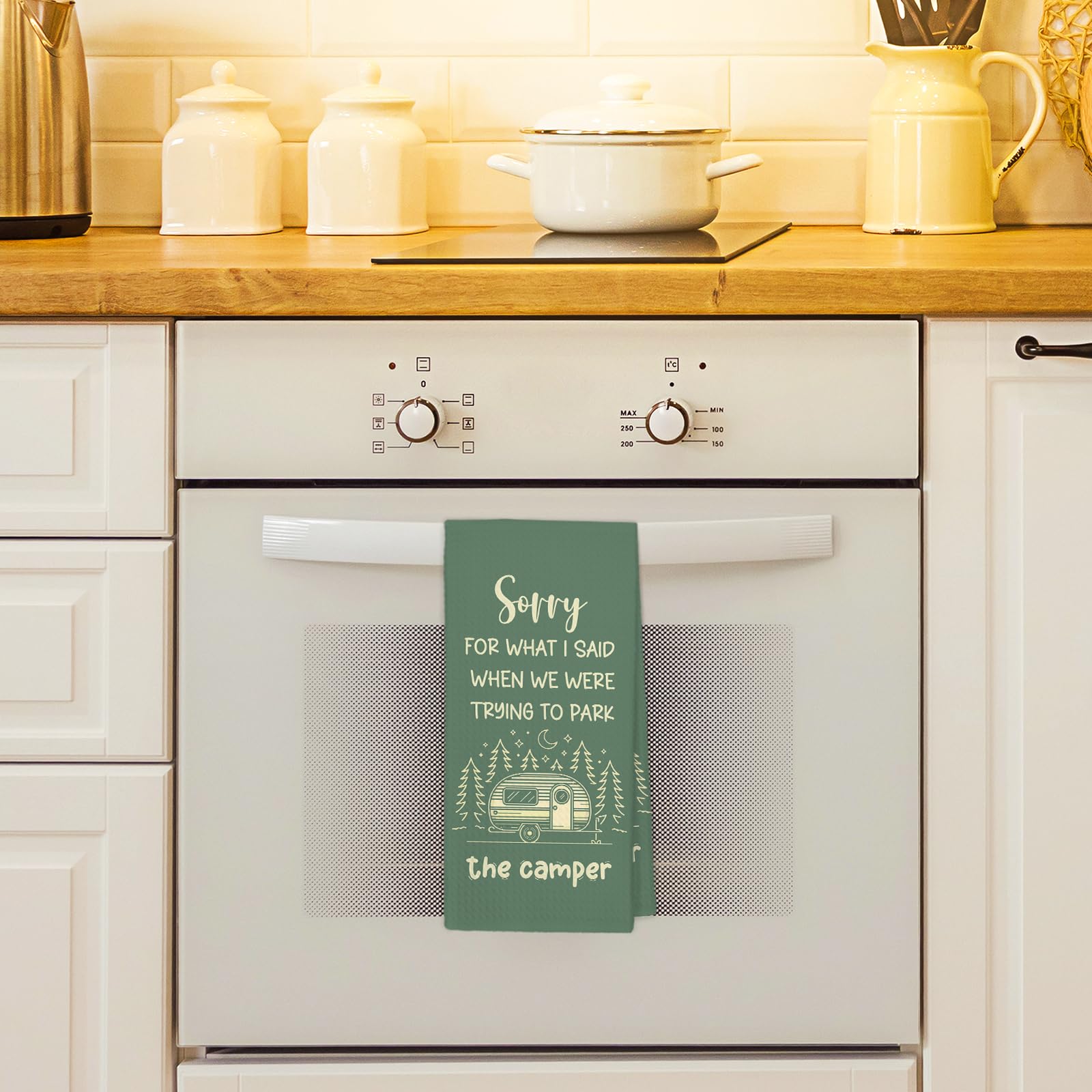 Soft waffle fabric towel gentle on kitchenware 16x24